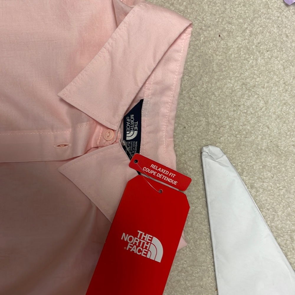 New North Face button down pink shirt